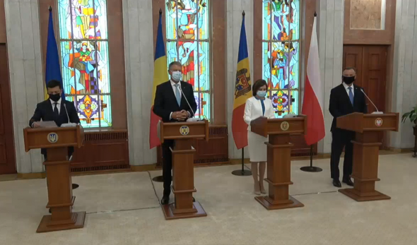 LIVE // Declarații de presă comune făcute de Maia Sandu, Klaus Iohannis, Andrzej Duda și Volodymyr Zelenskyy